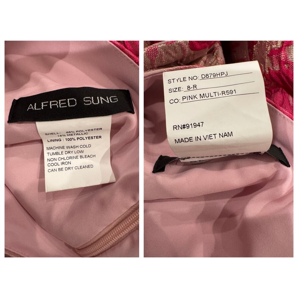 NEW Alfred Sung One-Shoulder Metallic Floral Jacquard Trumpet Gown Size 8 - Picture 10 of 12